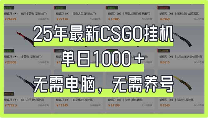 （14178期）25年最新CSGO挂机系统，单日1000+，无需电脑，无需养号，0基础可上手-恒创网